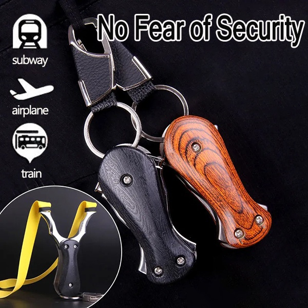 Portable Collapsible Slingshot Outdoor Hunting Key Buckle Pendant Round
