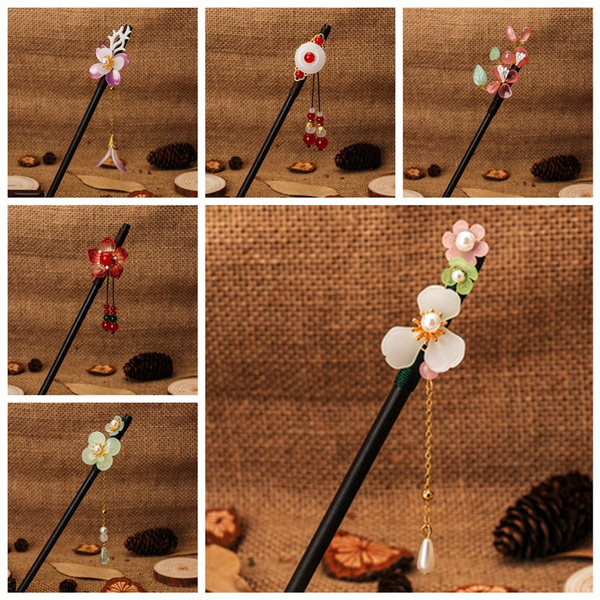 Glass Head Flower Pins