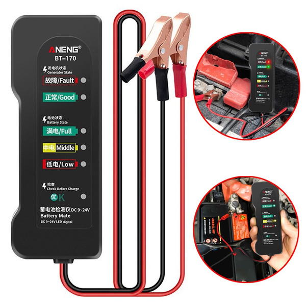 ANENG 9-24V Universal Car Motorcycle Accumulator Tester Fault Detector  Storage Battery Tester Car Generator Battery Diagnostic Tool Auto Repair