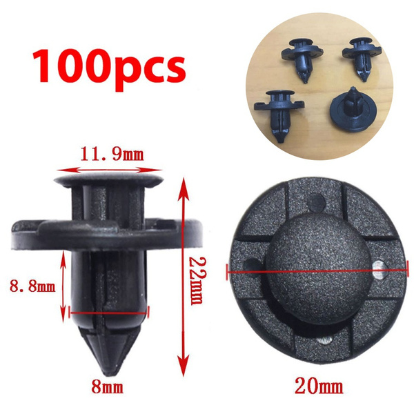 CarBole 120-Pack 8mm Plastic Bumper Clips – Universal Push Rivets – Fits Ford, Jeep, Chrysler, Dodge