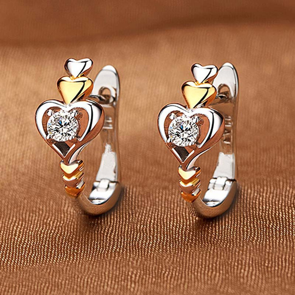 Creative Love Shape Weight Loss Earrings Heart To Heart Diamond Slim Earrings Chakra Burning Fat