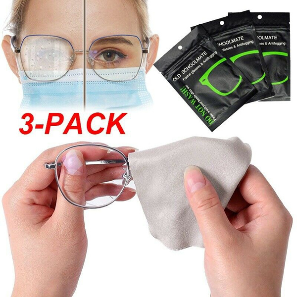 3pack Reusable Anti Fog Glasses Wipes Suede Pre Moistened Antifog Lens Cloth Defogger Eyeglass 2783