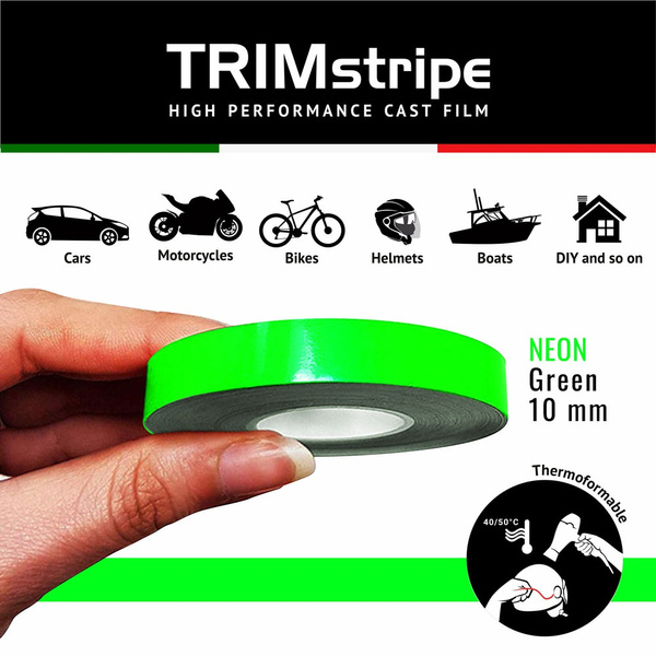Trim Stripes Strisce Adesive per Auto, Verde Fluo, 10 mm x 10 Mt