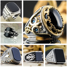 zirconring, europeanandamericanpopularring, patternblackring, vintage ring
