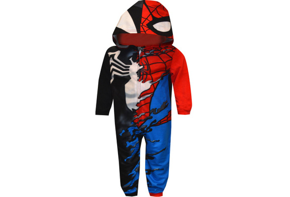 AME Sleepwear Boys' Spiderman Maximum Venom Fleece Blanket Sleeper Hooded Pajamas 