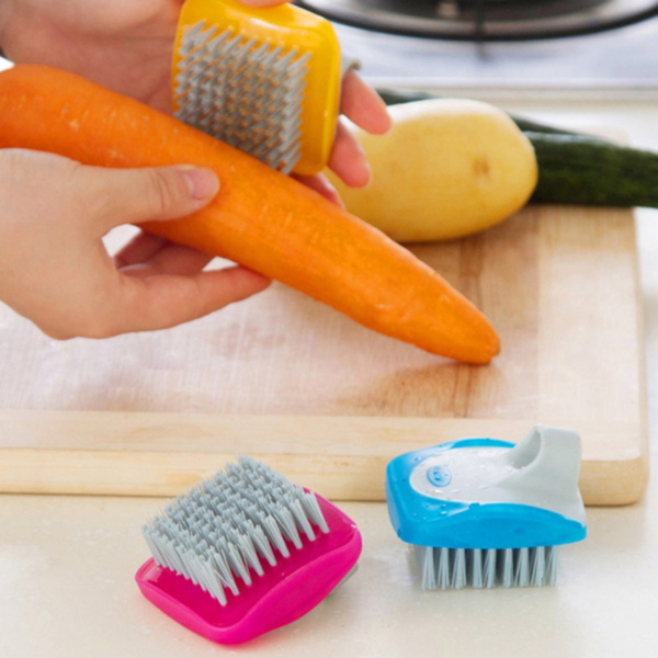 Kitchen Household Gadgets Multifunctional Fruit Vegetable Cleaning Brush  Tool Finger Protection Handle Brush