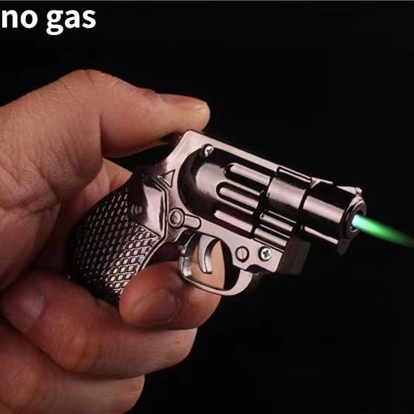 Mini pistol lighter metal blue flame pistol butane gas windproof ...