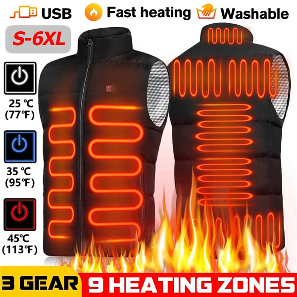 New Heated Vest Jacket Electric Winter Body Warmer Windproof Coats Tops USB 