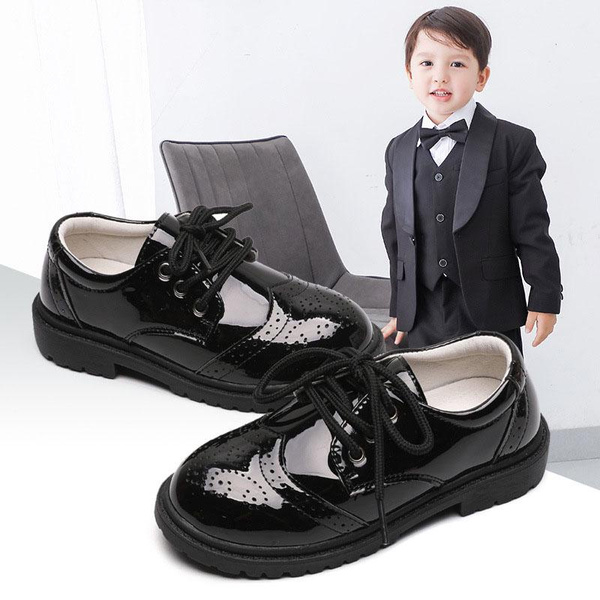 Boys black orders suit shoes