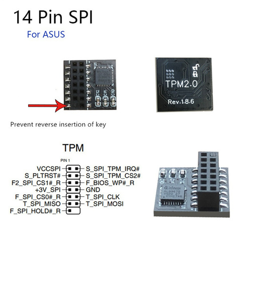 For ASUS TPM 2.0 SPI Card Module 14-1 Pin Safety block Motherboard ...