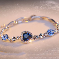 Charm Bracelet, Crystal Bracelet, Heart, engagementbracelet