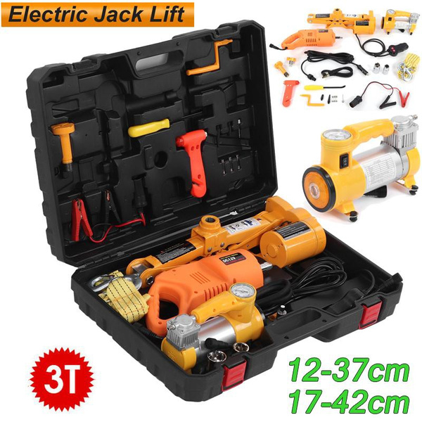 3 Ton 12V DC ElectricJack Lifting Car SUV Emergency Tire Change +Impact