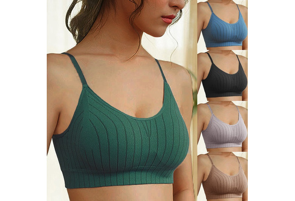 Solid Lingeriessleeveless Striped Bra Padded Tank Tops Spaghetti Strap  Bralette Crop Topbragas Lingeries For Woman Clothing - AliExpress