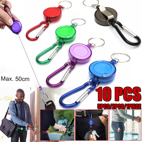 Solid Color Retractable Ski Pass ID Card Badge Holder Key Chain
