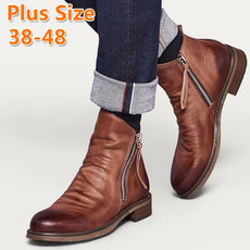 casual shoes, biker, Plus Size, Leather Boots