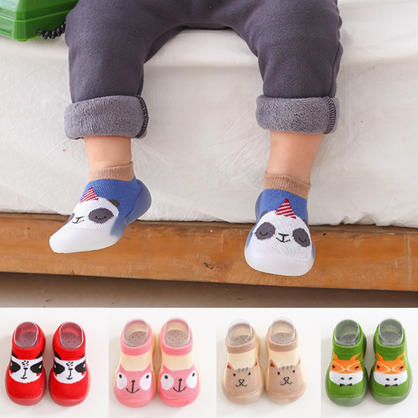 1 pair Fashion Toddler Shoes Anti-Slip Soft Rubber Shoes Baby Socks ...