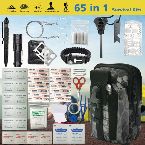 Camping Hunting Tactical Survival Kit 65 in 1 Emergency Gear First Aid