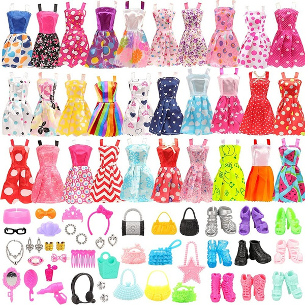 Random Barbies Clothes Accessories for 11.8 Inch Doll Shoes Boots Dress  Crown Hangers Glasses Doll Clothes Kids Toy Accessories