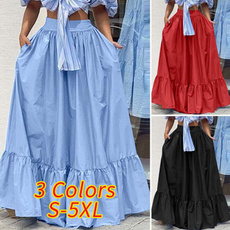 long skirt, Plus Size, ruffle, long dress
