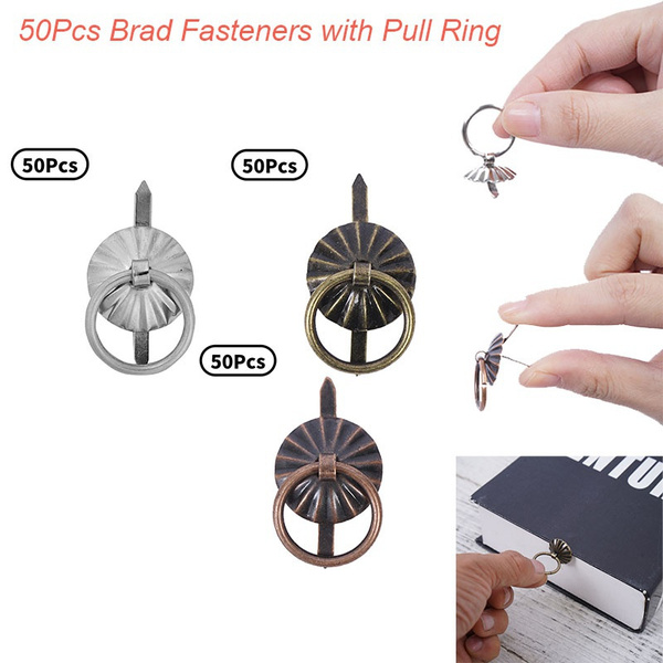 Fastners With Rings Alloy Brad Fasteners with Pull Rings Craft Proops Embellishments Tool ...