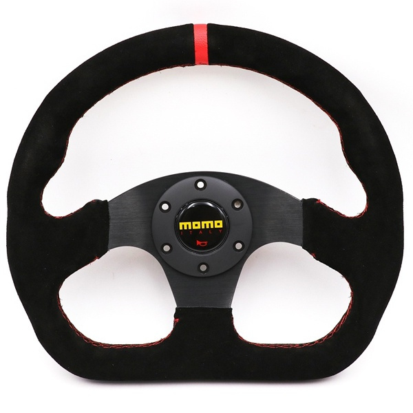 320mm Genuine Leather Racing Universal D Shape Sport Car Steering Wheel ...