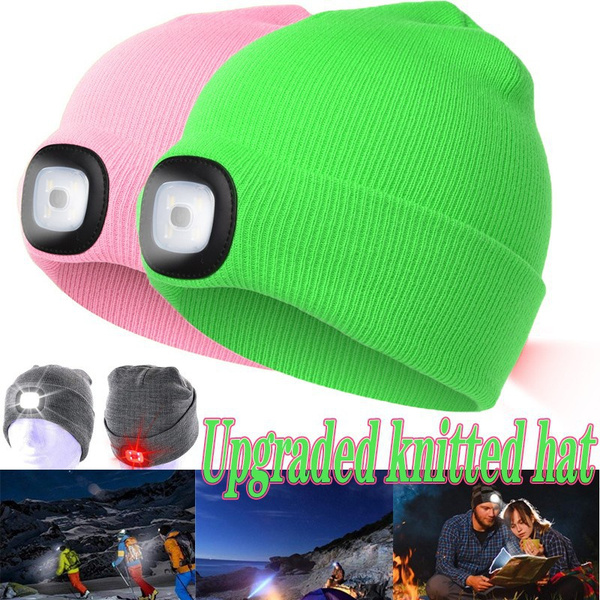 LED Beanie Hat with Light, Knit Hat with Headlight Upgraded 5 LED USB ...