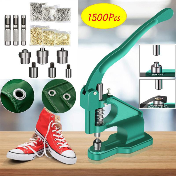 Grommet Machine Eyelet Hand Press Tool with 3 Dies and 1500 Pcs