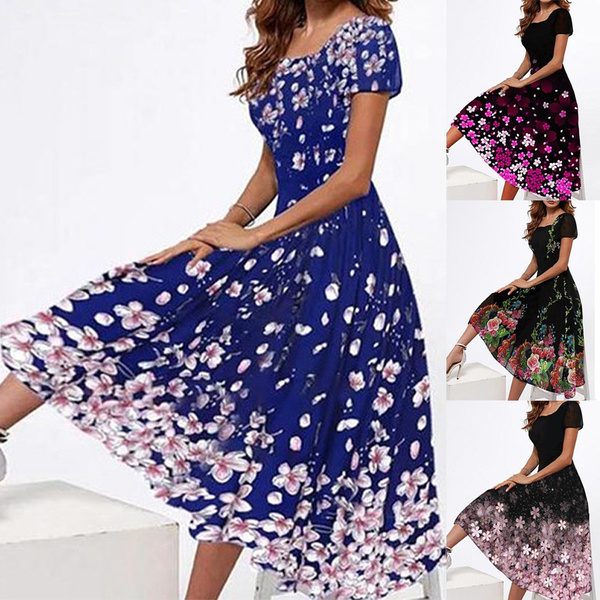Buy KANZUL -FASHION PASSION Women's Printed Knee Length Georgette Western Maxi  Dress Online In India At Discounted Prices