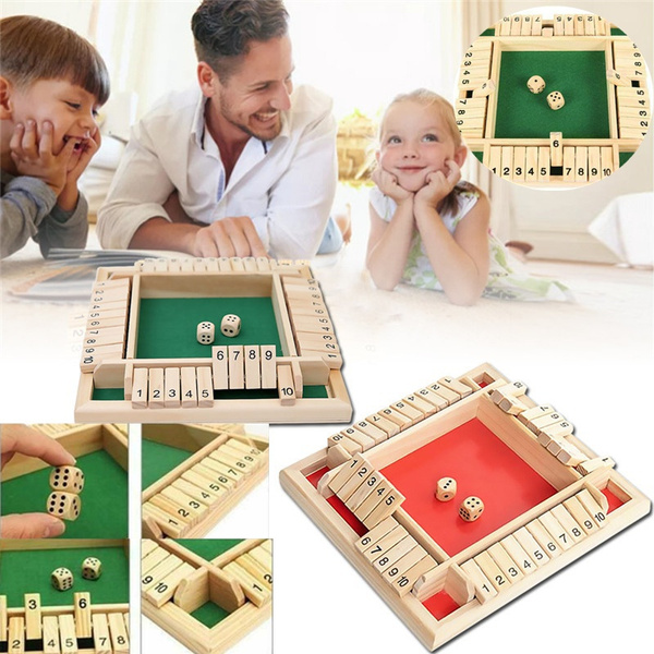 4 Player Shut the Box Wooden Board Games for Kids Adults 4-Sided Shut the  Box