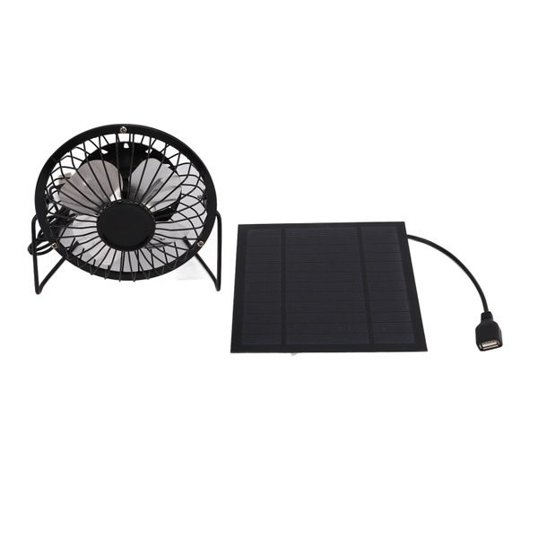 5W Mini Solar Panel Powered USB Cooling Iron Fan Power Bank Fan for Home Office Outdoor chb Wish