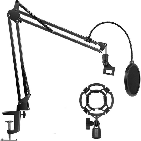 Heavy duty microphone stand extendable suspension boom scissor arm