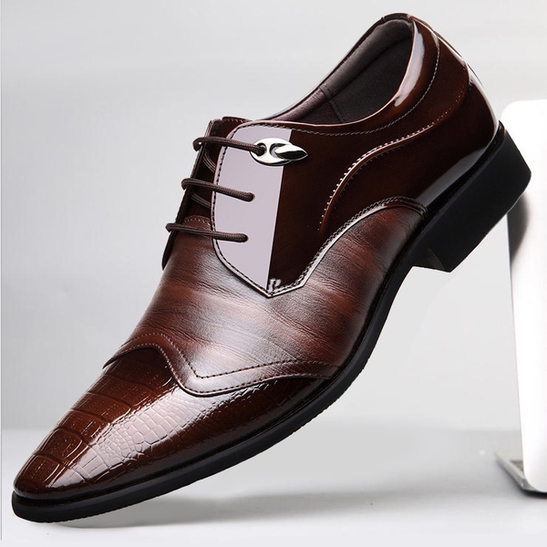 Men's Business Dress Leather Oxford Shoes – Lace-Up Pointed Toe, Sizes 6.5-10.5 US, Comfort & Style