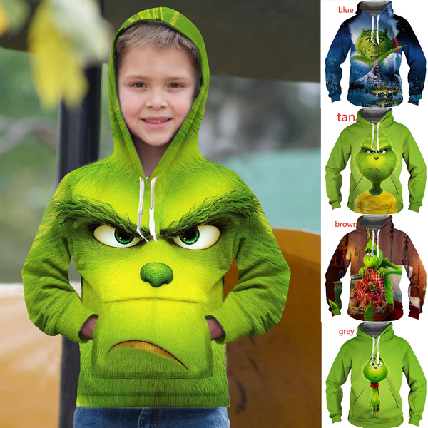 Fashion Kids Hoodies Christmas Funny Cartoon Grinch 3d Printed Clothes Girls Boys Sweatshirt Children Casual Pullover