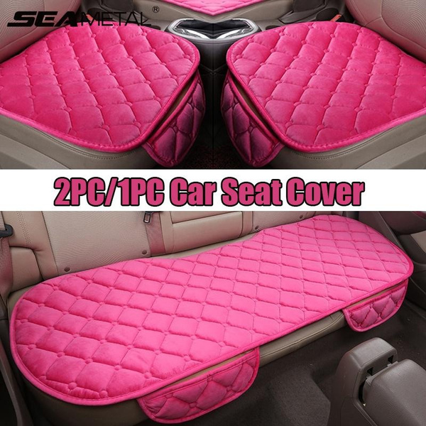 Car Seat Cover 2PC/1PC General Plush Car Seat Cover Car Seat Cushion  Protector Interior Accessories (beige/pink/black/gray)