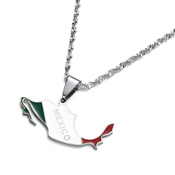 Stainless Steel Mexico Map Pendant - 61b302107c7c5312089a0204 Large