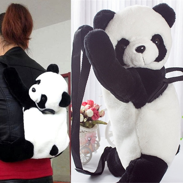 Funny Cute Plush Panda Backpack Kawaii Cute White Black Bag Shoulder Bag