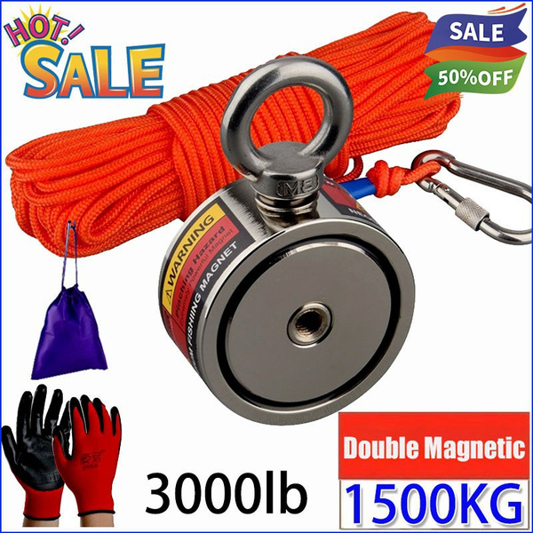 2022 New Strong Fishing Magnets Combined 3000lbs Pull Force Double Side  Retrieval Magnet N52 Neodymium Magnets with Durable Rope Powerful Magnets  for Fishing and Magnetic Recovery Salvage