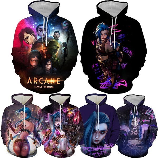 New League of Legends arcane LOL Hoodie sweater 3D printing fashion long  sleeve sweater (L, 2)