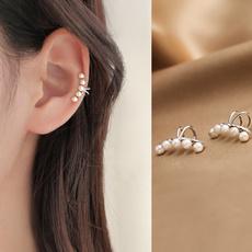 Sterling, Pearl Earrings, withoutpiercedearring, Simple