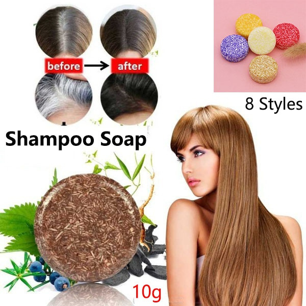1Pcs 10g Mini Shampoo Bar Soap Hair Darkening Shampoo Soap Natural