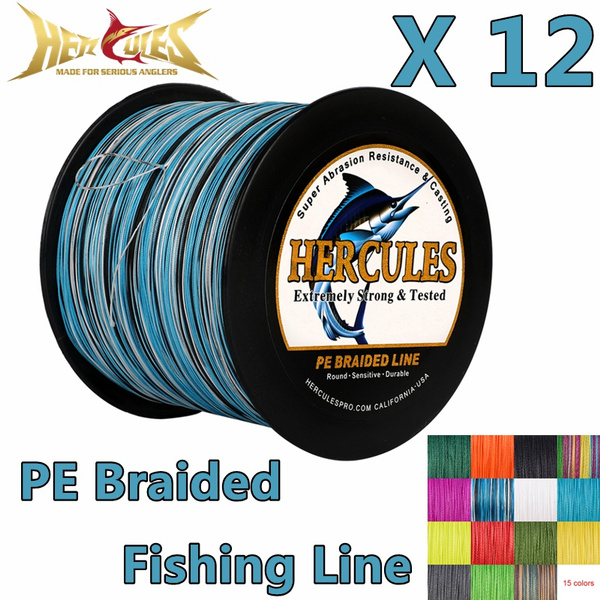 HERCULES Strong 6-300 lb Test Braid Fishing Line Blue Camo 4 8 Strands Big  Game, hercules braided