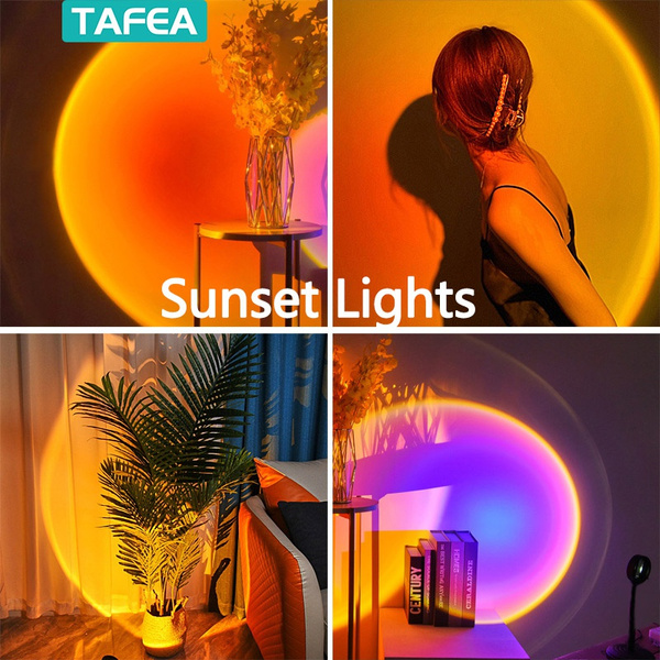 TAFEA Bedroom USB Sunset Lamp Sun Rainbow Sunset Projector Lamp Night Light  Led Sunset Projection Lamp Photography live broadcast light atmosphere light