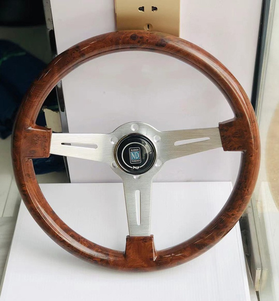 14inch Racing Car Steering Wheel High Quality Copy Wood Steering Wheel with Black Spoke Classic