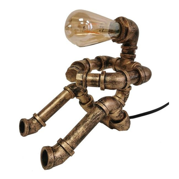 Mr Mjs Bm Yw1966 Robot Sitting Style Industrial Water Pipe Table Lamp Wish Mr Mjs Bm Yw1966 Robot Sitting Style, Industrial Water Pipe Table Lamp