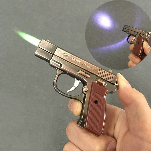 Metal M75 pistol model with lighting lamp inflatable green flame