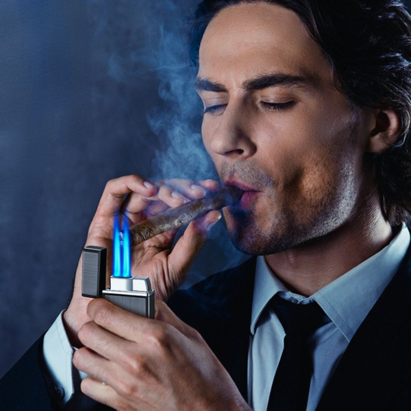 New Fashion Creative Double Fire Flame Lighter Inflatable Cigarette