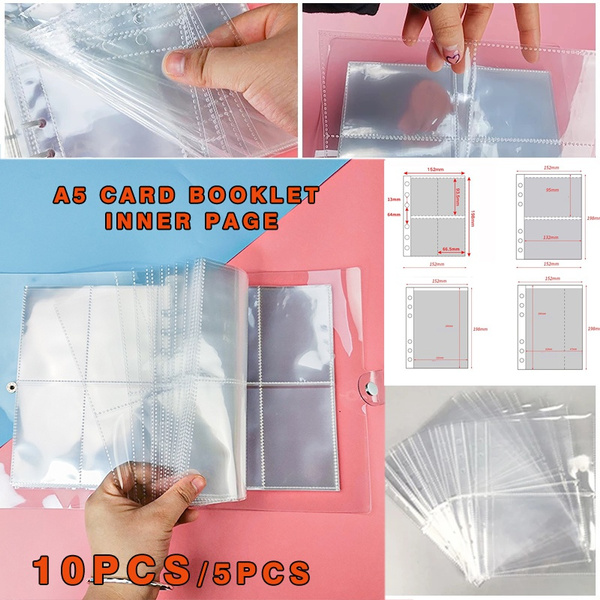 10-Pack Clear A5 Binder Pockets/Sleeves - 1, 2, And 4 Pocket Pages For  Photos & Docs