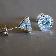 sky blue, DIAMOND, wedding earrings, Blues