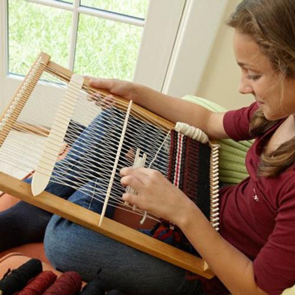 Wooden Loom Knitting Machine Weaving Loom Frame DIY Knitted Toys Wool  Weaving Loom Handcraft Household Wooden Knitting Machine 1Pcs