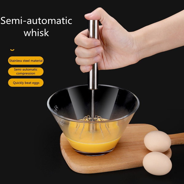 NEW Egg Whisk Egg Beater High Quality Creativity Stainless Steel Hand  Pressure Rotating Semi-Automatic Mixer Coffee Milk Mixing Egg Beater Hand  Held Stonego Kitchen Baking Cooking Tools